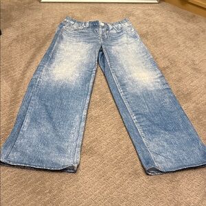 Mila Rosabella Wide Leg Light Wash faux Denim Sweatpant Jeans